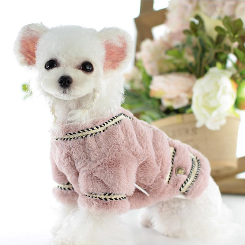 Princess Pet Dog Clothes In Cotton Fabric - Purple Powder/White-0