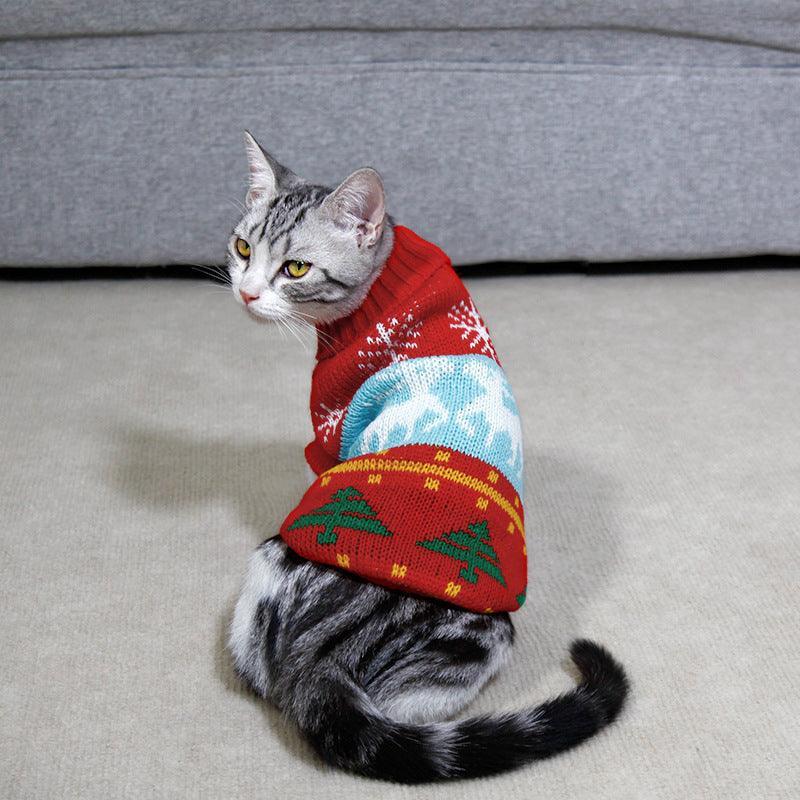 Cozy Christmas Pet Sweater: Festive Knitted High Collar Clothes For Dogs And Cats-0